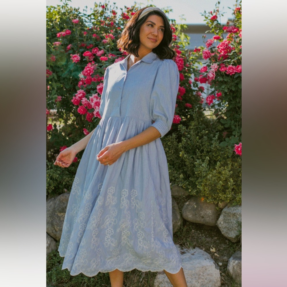 Ivy city Co. Laurel chambray dress, color light blue, size XS